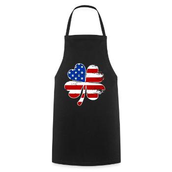 USA Flagge Vierblättriges Kleeblatt - Kochschürze - Schwarz - Vorne - AI Model Male 185 dark (185cm)