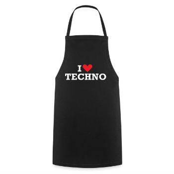 Ich liebe Techno - Kochschürze - Schwarz - Vorne - AI Model Male 185 dark (185cm)