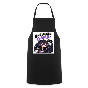 One More Game: Chibi Gamer Stil - Kochschürze - Schwarz - Vorne - AI Model Male 185 dark (185cm)