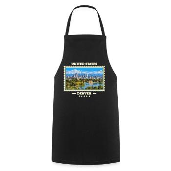 Vereinigte Staaten Denver Vintage Reisemarke - Kochschürze - Schwarz - Vorne - AI Model Male 185 dark (185cm)