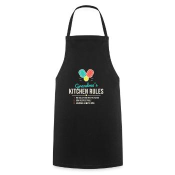 Omas Küchen-Regel-Tee - Kochschürze - Schwarz - Vorne - AI Model Male 185 dark (185cm)