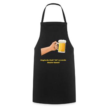 Magische Zahl 40 erreicht, amüsantes Bier Design - Kochschürze - Schwarz - Vorne - AI Model Male 185 dark (185cm)