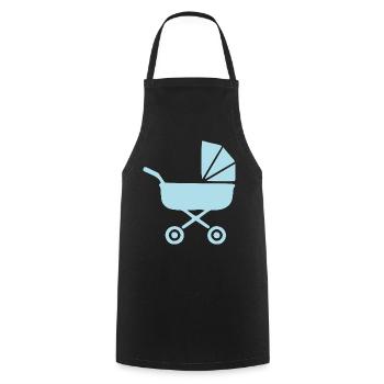 Blauer Kinderwagen Baby Geburt Geschenk  - Kochschürze - Schwarz - Vorne - AI Model Male 185 dark (185cm)