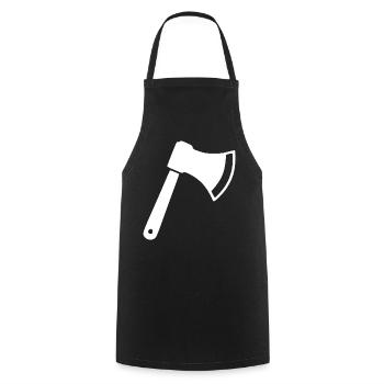 Axt Beil Holzfäller Geschenkidee  - Kochschürze - Schwarz - Vorne - AI Model Male 185 dark (185cm)