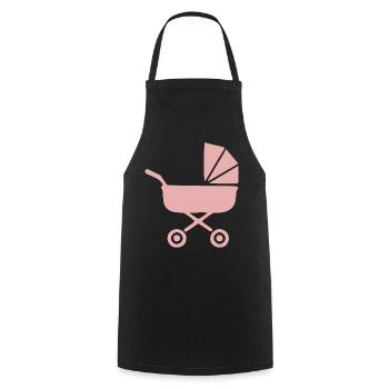 Rosa Kinderwagen Baby Geburt Mädchen Geschenk  - Kochschürze - Schwarz - Vorne - AI Model Male 185 dark (185cm)