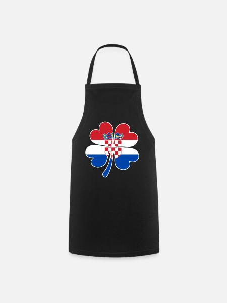 Kroatien Flagge Vierblättriges Kleeblatt - Kochschürze - Schwarz