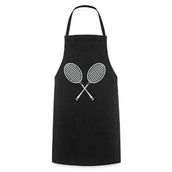 Kreuzende Badminton Schläger Grafik - Kochschürze - Schwarz - Vorne - AI Model Male 185 dark (185cm)