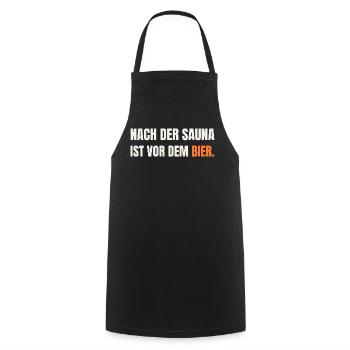 Sauna Spruch: Nach der Sauna ist vor dem Bier - Kochschürze - Schwarz - Vorne - AI Model Male 185 dark (185cm)