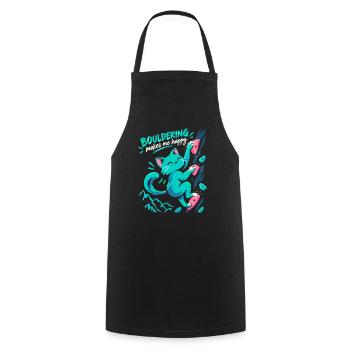 Süße Katze beim Bouldern – Spruch Geschenk - Kochschürze - Schwarz - Vorne - AI Model Male 185 dark (185cm)