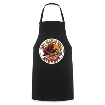 Currywurst Imbiss Ruhrpott Gastronomie Motiv - Kochschürze - Schwarz - Vorne - AI Model Male 185 dark (185cm)
