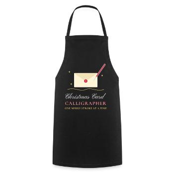 Weihnachtskarten-Kalligraph Handschrift - Kochschürze - Schwarz - Vorne - AI Model Male 185 dark (185cm)