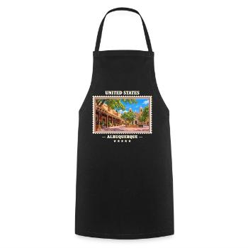 Vereinigte Staaten Albuquerque Vintage Reisemarke - Kochschürze - Schwarz - Vorne - AI Model Male 185 dark (185cm)