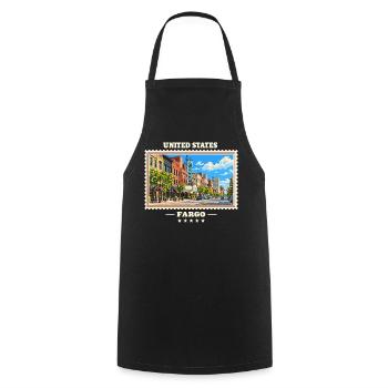 Vereinigte Staaten Fargo Vintage Reisemarke - Kochschürze - Schwarz - Vorne - AI Model Male 185 dark (185cm)