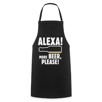 Alexa! Mehr Bier, bitte! (Lustiger Trinker / NEG 2C) - Kochschürze - Schwarz - Vorne - AI Model Male 185 dark (185cm)