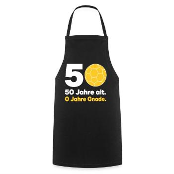 50. Geburtstag Handball – 0 Jahre Gnade - Kochschürze - Schwarz - Vorne - AI Model Male 185 dark (185cm)