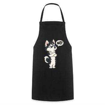 Nö! – Sturer Husky mit Haltung - Kochschürze - Schwarz - Vorne - AI Model Male 185 dark (185cm)