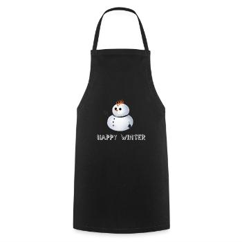 Happy Winter - Punk Schneemann - Kochschürze - Schwarz - Vorne - AI Model Male 185 dark (185cm)