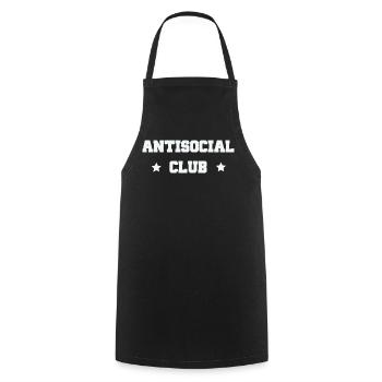 Antisocial Club – Einzelgänger Sarkasmus Spruch - Kochschürze - Schwarz - Vorne - AI Model Male 185 dark (185cm)