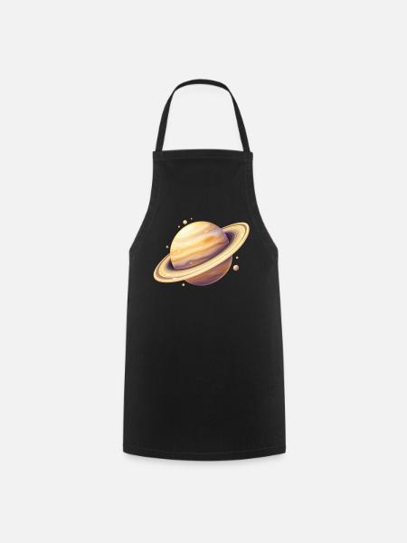 Saturn Farbplanet Illustration - Kochschürze - Schwarz