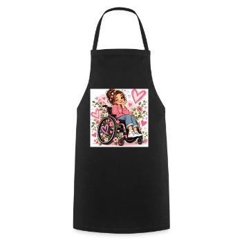 Herzblumen Rollstuhl-Design - Kochschürze - Schwarz - Vorne - AI Model Male 185 dark (185cm)