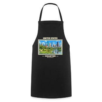 Vereinigte Staaten Houston Vintage Reisemarke - Kochschürze - Schwarz - Vorne - AI Model Male 185 dark (185cm)