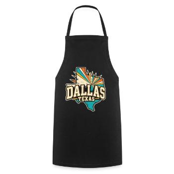 Texas Dallas Retro  - Kochschürze - Schwarz - Vorne - AI Model Male 185 dark (185cm)