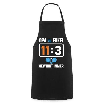 Opa vs Enkel 11:3 Tischtennis Opa gewinnt immer - Kochschürze - Schwarz - Vorne - AI Model Male 185 dark (185cm)
