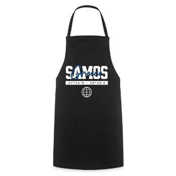 Samos Griechenland Koordinaten Reise Souvenir - Kochschürze - Schwarz - Vorne - AI Model Male 185 dark (185cm)