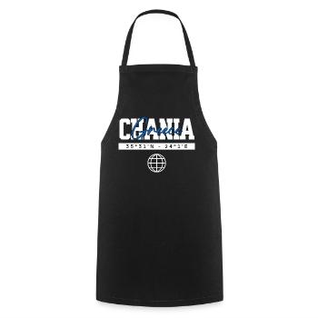 Chania Griechenland Koordinaten Reise Souvenir - Kochschürze - Schwarz - Vorne - AI Model Male 185 dark (185cm)