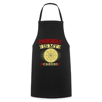 Crokinole Is My Cardio – Crokinole Spieler - Kochschürze - Schwarz - Vorne - AI Model Male 185 dark (185cm)