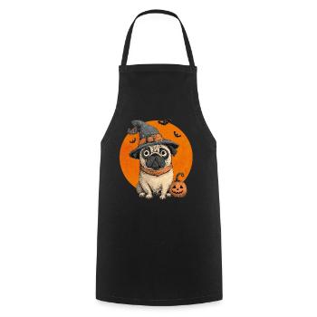 Mops Halloween - Kochschürze - Schwarz - Vorne - AI Model Male 185 dark (185cm)