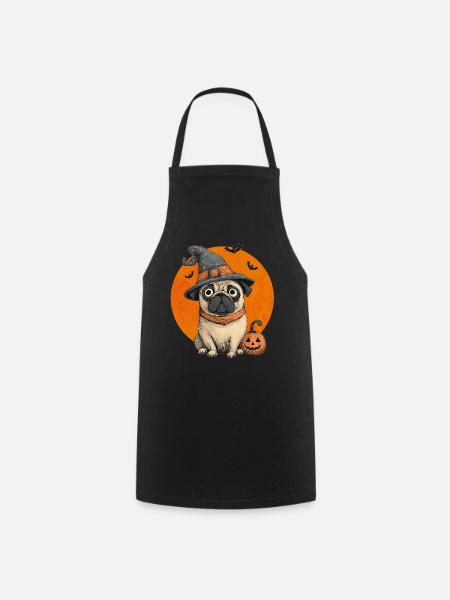 Mops Halloween - Kochschürze - Schwarz