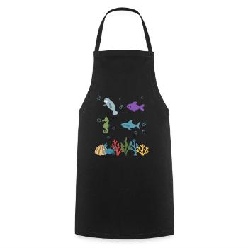Seekuh Unterwasser Kinder Fisch Seepferdchen - Kochschürze - Schwarz - Vorne - AI Model Male 185 dark (185cm)