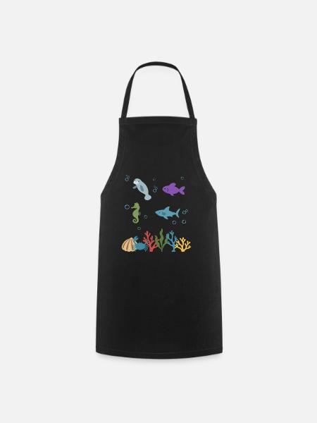 Seekuh Unterwasser Kinder Fisch Seepferdchen - Kochschürze - Schwarz
