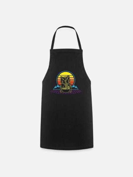 Katze Ramen Neon Retro - Kochschürze - Schwarz
