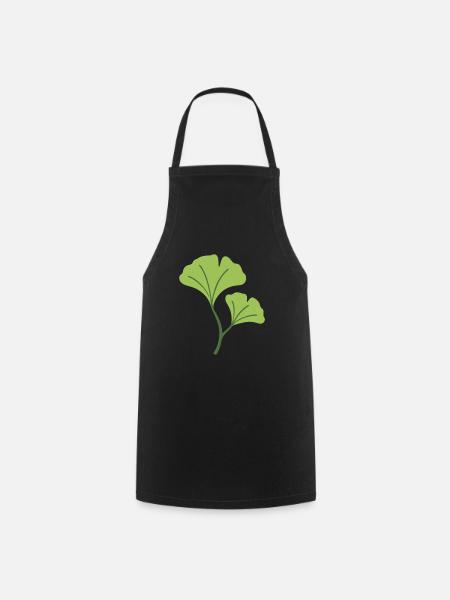 Ginkgo Pflanze Illustration Geschenkidee - Kochschürze - Schwarz