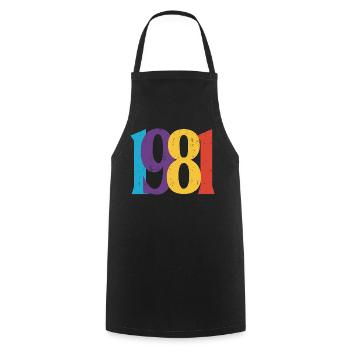 Geboren 1981 Geburtstagsgeschenk Geburtstag 81 - Kochschürze - Schwarz - Vorne - AI Model Male 185 dark (185cm)