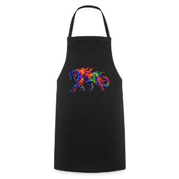 Regenbogen-Brennende Panther - Kochschürze - Schwarz - Vorne - AI Model Male 185 dark (185cm)