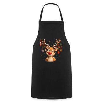 Vintage Christmas Reindeer, Cute Retro Reindeer - Kochschürze - Schwarz - Vorne - AI Model Male 185 dark (185cm)