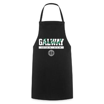 Galway Irland Koordinaten Reise Souvenir - Kochschürze - Schwarz - Vorne - AI Model Male 185 dark (185cm)