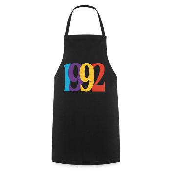 Geboren 1992 Geburtstagsgeschenk Geburtstag 92 - Kochschürze - Schwarz - Vorne - AI Model Male 185 dark (185cm)