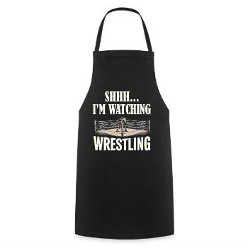 Pssst, ich schaue Wrestling Retro-Humor - Kochschürze - Schwarz - Vorne - AI Model Male 185 dark (185cm)