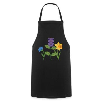 Blumen botanisch Pflanzen Zeichnung Blumenmotiv - Kochschürze - Schwarz - Vorne - AI Model Male 185 dark (185cm)