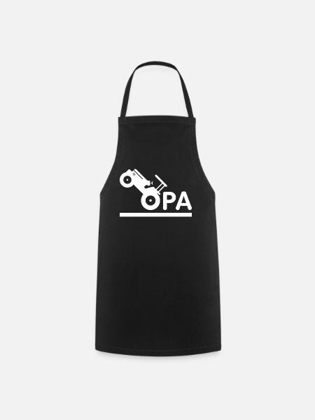 Opa mit Traktor – Weiß - Kochschürze - Schwarz