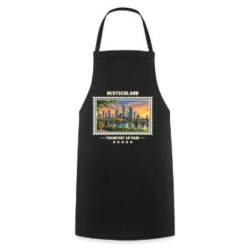 Deutschland Frankfurt am Main Vintage Reisemarke - Kochschürze - Schwarz - Vorne - AI Model Male 185 dark (185cm)