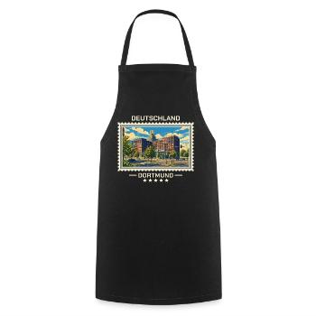 Deutschland Dortmund Vintage Reisemarke - Kochschürze - Schwarz - Vorne - AI Model Male 185 dark (185cm)