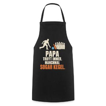 Papa trifft immer manchmal sogar Kegel – Kegeln - Kochschürze - Schwarz - Vorne - AI Model Male 185 dark (185cm)