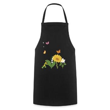 Blumen floral Natur Zeichnung Naturfreunde - Kochschürze - Schwarz - Vorne - AI Model Male 185 dark (185cm)