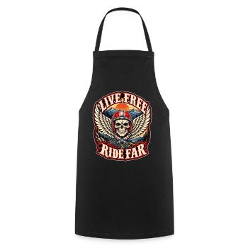 Biker leben frei mit Far Skull Wings im Freien - Kochschürze - Schwarz - Vorne - AI Model Male 185 dark (185cm)