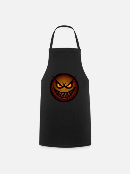 Grimmiges Kürbisgesicht Halloween - Kochschürze - Schwarz